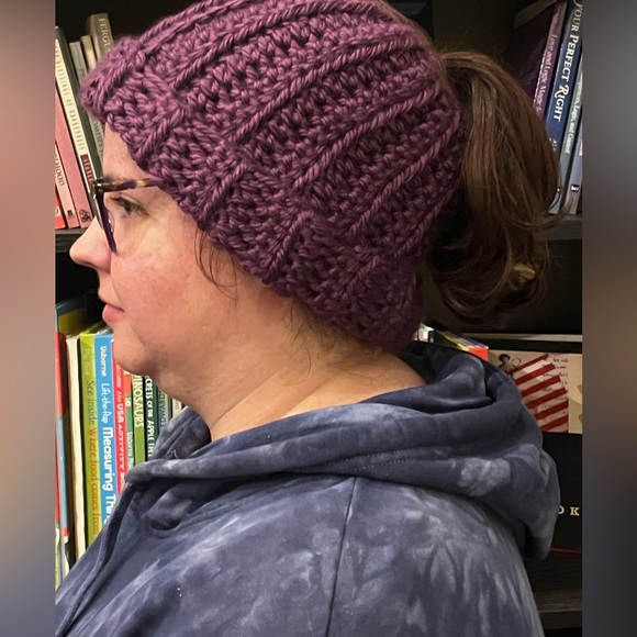 Handmade Messy Bun Beanie - Picture 3 of 3